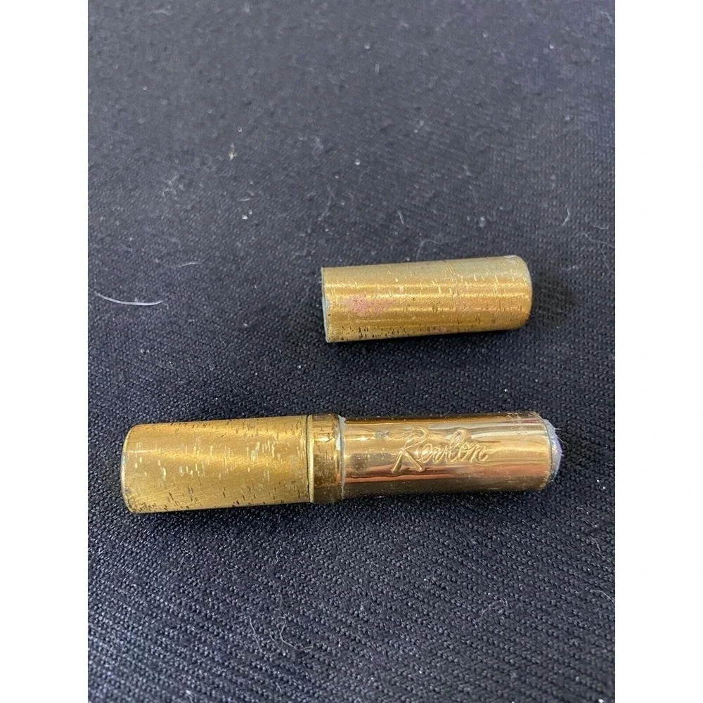 Vintage Gold tone Engraved Small Revlon Cream Eye Shadow TUBE TURQUOISE 41